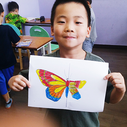 3 S with butterfly art project (crop)