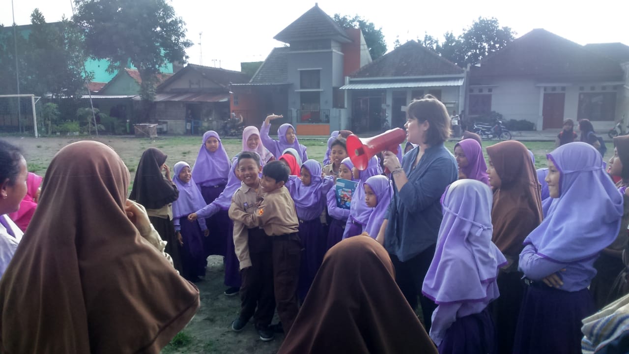 7 teaching on a school visit in Indonesia